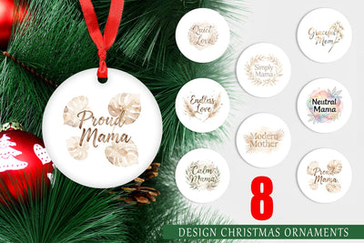 Ornament Watercolor Neutral Boho Botanical Mama Quotes Sublimation artnoy 