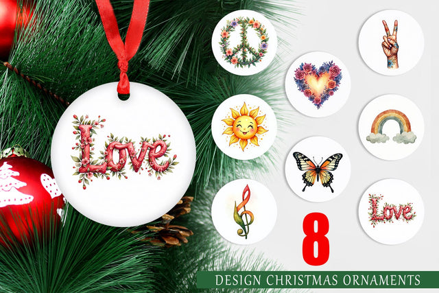 Ornament Watercolor Peace & Petals 70s Symbols & Icons Sublimation artnoy 