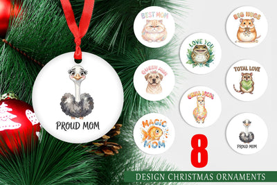 Ornament Watercolor Quirky Ugly Cute Animal Mom Sublimation artnoy 