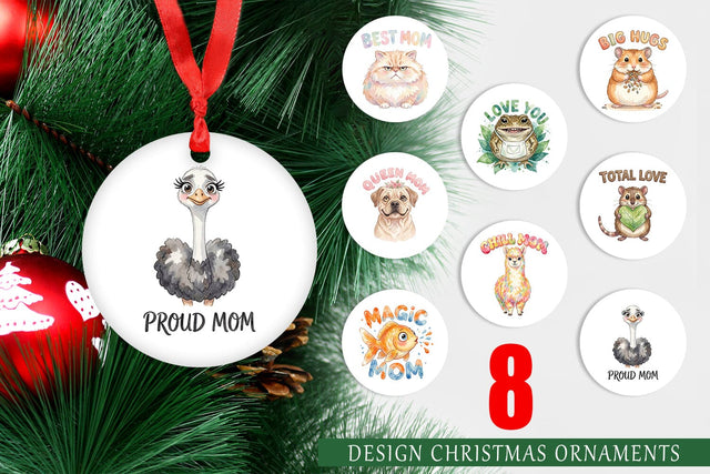 Ornament Watercolor Quirky Ugly Cute Animal Mom Sublimation artnoy 