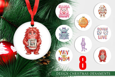 Ornament Watercolor Quirky Ugly Cute Momster Art Quotes Sublimation artnoy 
