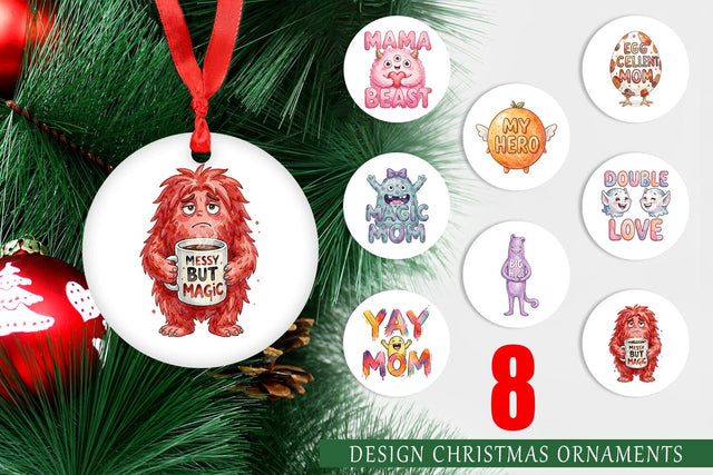 Ornament Watercolor Quirky Ugly Cute Momster Art Quotes Sublimation artnoy 