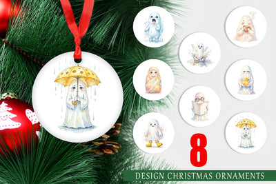 Ornament Watercolor Rainy Day Ugly Cute Ghost Sublimation artnoy 