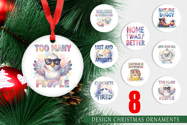 Ornament Watercolor Reluctant Explorer Quotes Sublimation artnoy 