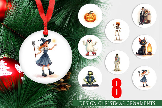 Ornament Watercolor Retro Halloween Disco Sublimation artnoy 