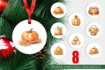 Ornament Watercolor Rustic Autumn Harvest Pumpkin Sublimation artnoy 