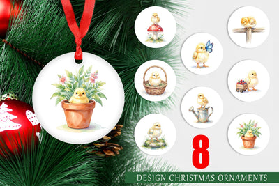Ornament Watercolor Rustic Garden Easter Chicks Sublimation artnoy 