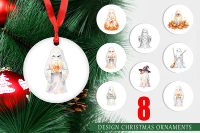 Ornament Watercolor Sarcastic Autumn Fall Ghost Sublimation artnoy 