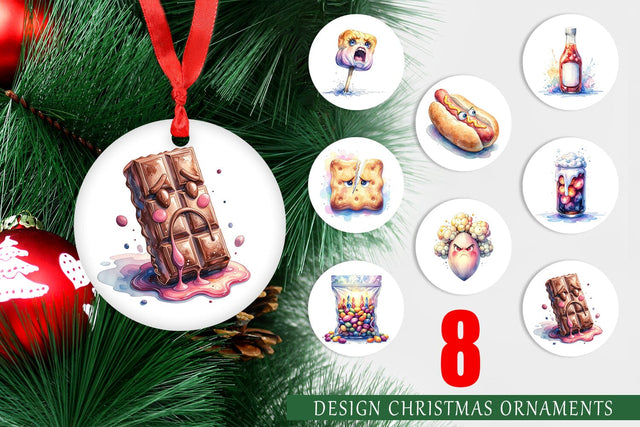 Ornament Watercolor Sarcastic Camp Food Snacks Sublimation artnoy 