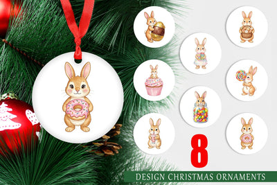 Ornament Watercolor Sweet Candy Easter Bunny Sublimation artnoy 