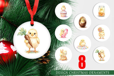 Ornament Watercolor Sweet Candy Easter Chicks Sublimation artnoy 