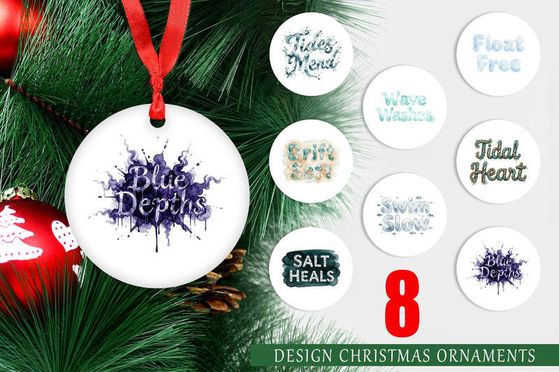 Ornament Watercolor Tidal Fluid Blue Affirmations Sublimation artnoy 