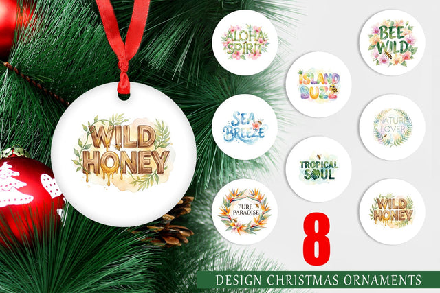 Ornament Watercolor Tropical Aloha Bee Quotes Sublimation artnoy 