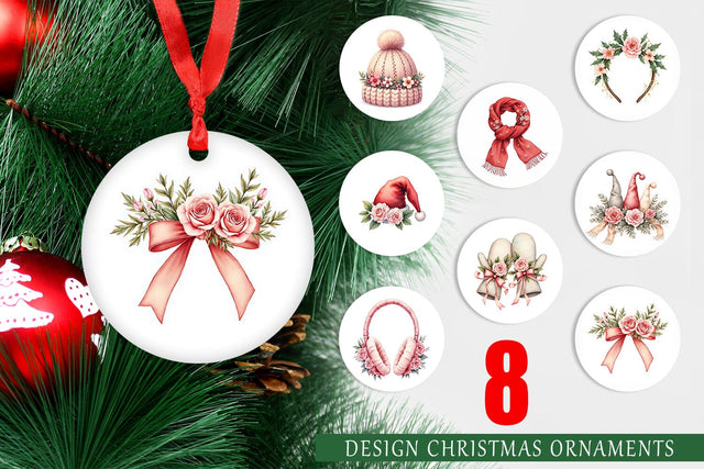 Ornament Watercolor Vintage Christmas Hats Sublimation artnoy 