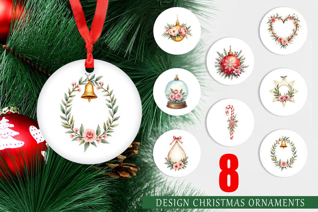 Ornament Watercolor Vintage Christmas Ornaments Sublimation artnoy 