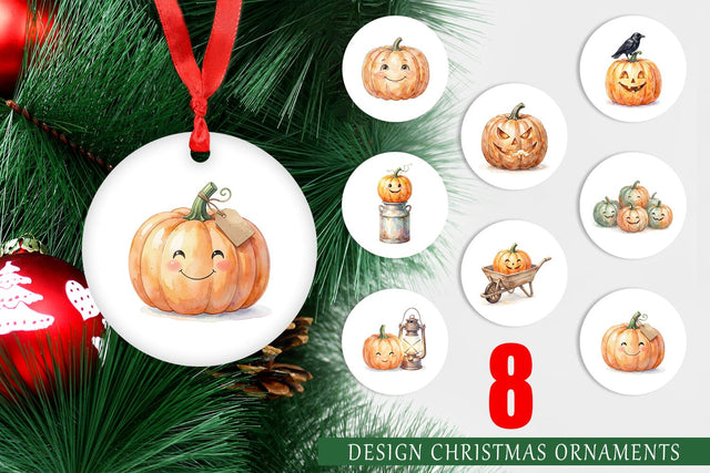 Ornament Watercolor Vintage Farmhouse Pumpkin Sublimation artnoy 