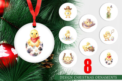 Ornament Watercolor Western Chick And Duckling Art Sublimation artnoy 