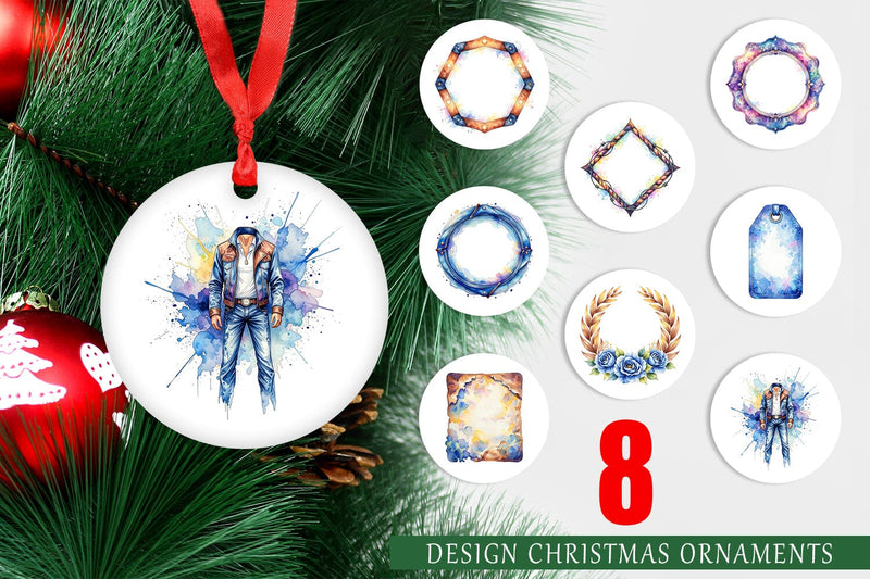 Ornament Watercolor Western Frame Sublimation artnoy 