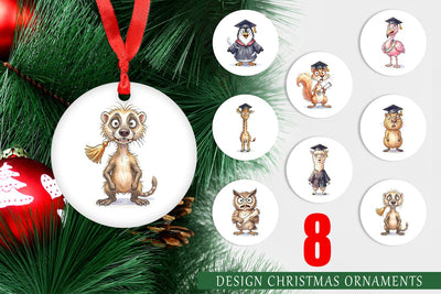 Ornament Watercolor Wild Animal Graduation Party Sublimation artnoy 