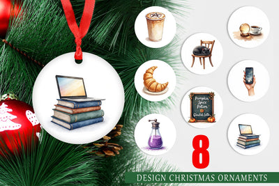 Ornament Watercolor Witchy Coffee Shop Sublimation artnoy 