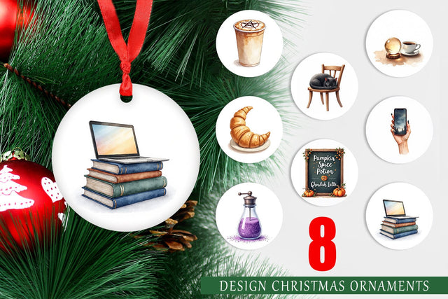 Ornament Watercolor Witchy Coffee Shop Sublimation artnoy 