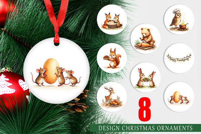 Ornament Watercolor Woodland Friendsgiving Sublimation artnoy 