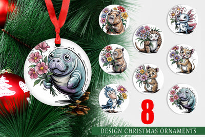 Ornament Whimsical Animal Bouquet Sublimation artnoy 