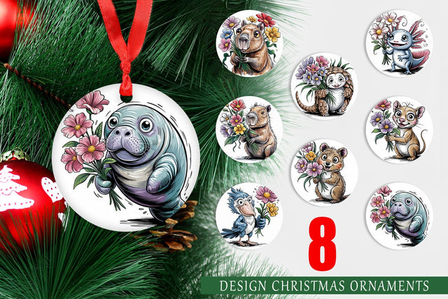 Ornament Whimsical Animal Bouquet Sublimation artnoy 
