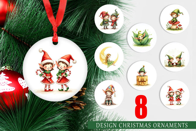 Ornament Whimsical Christmas Elves Sublimation artnoy 