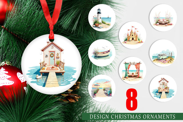 Ornament Whimsical Coastal Escape Sublimation artnoy 