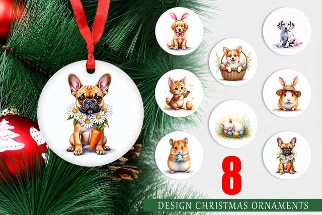 Ornament Whimsical Easter Pets Sublimation artnoy 