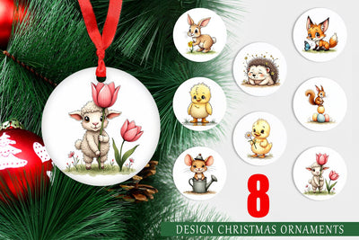 Ornament Whimsical Spring Critters Sketch & Watercolor Sublimation artnoy 
