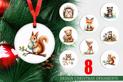 Ornament Whimsical Woodland Friends Easter Watercolor Sublimation artnoy 