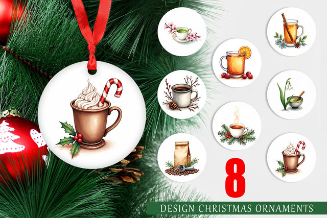 Ornament Winter Botanicals & Warm Brews Sublimation artnoy 