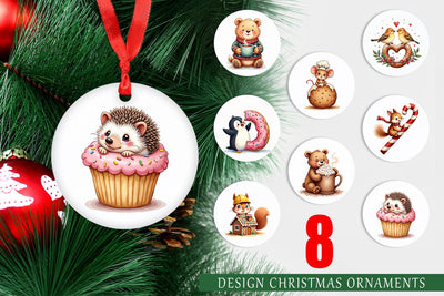 Ornament Winter Critters & Sweets Watercolor Sublimation artnoy 