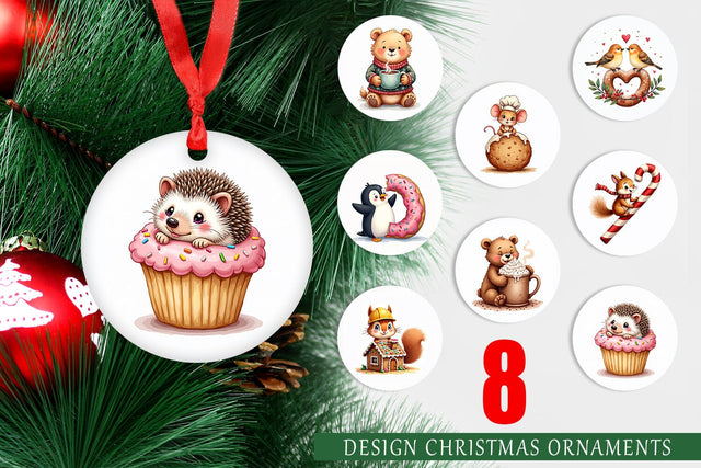 Ornament Winter Critters & Sweets Watercolor Sublimation artnoy 