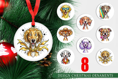 Ornament Witty Coastal Dog Watercolor Caricature Sublimation artnoy 