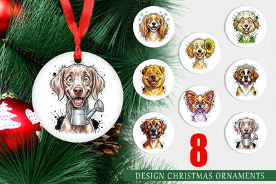 Ornament Witty Summer Garden Dog Watercolor Sublimation artnoy 