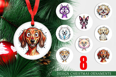 Ornament Witty Summer Treat Dog Watercolor Sublimation artnoy 