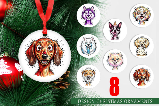 Ornament Witty Summer Treat Dog Watercolor Sublimation artnoy 