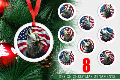 Ornament Wolf 4th of July Sublimation artnoy 