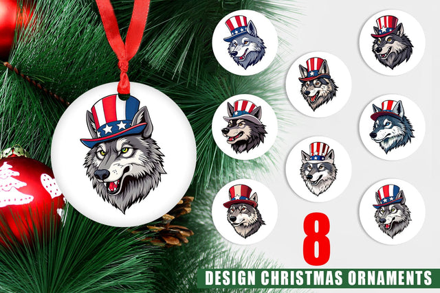 Ornament Wolf Patriotic Sublimation artnoy 