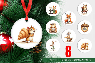 Ornament Woodland Animal Cafe Sublimation artnoy 
