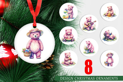 Ornament Woodland Mama Bear Watercolor Sublimation artnoy 