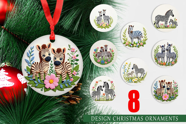 Ornament Zebra Embroidery Sublimation artnoy 
