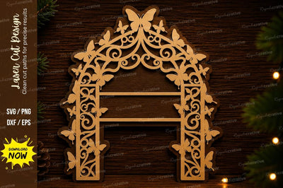 Ornamental Arch Frame Laser Cut Svg Design SVG Regulrcrative 