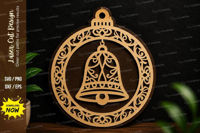 Ornamental Bell Frame Laser Cut SVG Design SVG Regulrcrative 