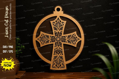 Ornamental Cross Frame Laser Cut SVG Design SVG Regulrcrative 
