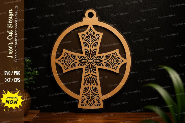 Ornamental Cross Frame Laser Cut SVG Design SVG Regulrcrative 