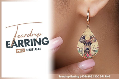Ornamental deer with floral background illustration Sublimation Regulrcrative 